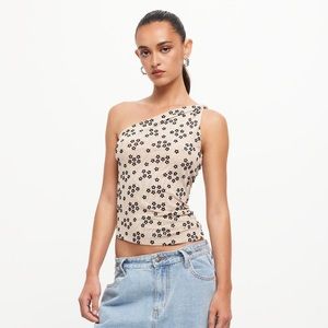 Lioness UNVEILING ONE SHOULDER TOP BEIGE FLORAL